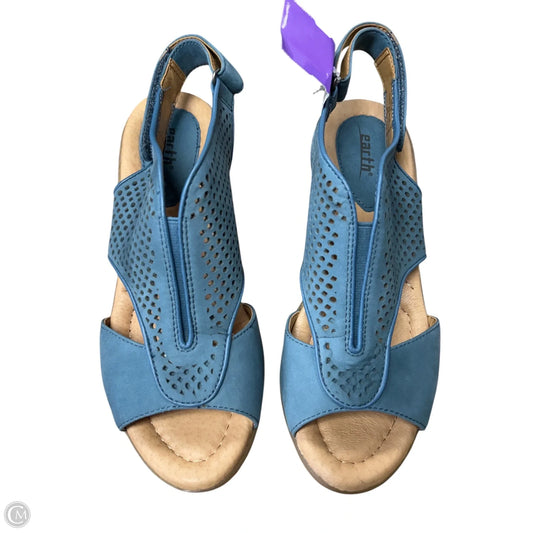 Sandals Heels Wedge By Earth In Blue, Size: 8