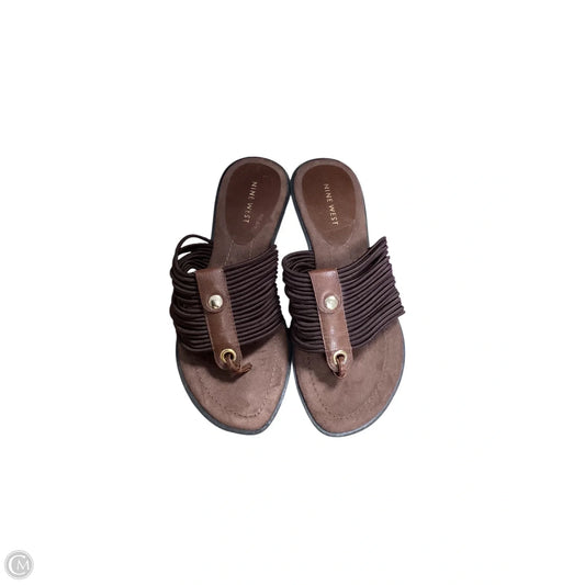 Sandals Flip Flops By Nine West Apparel In Brown, Size: 6