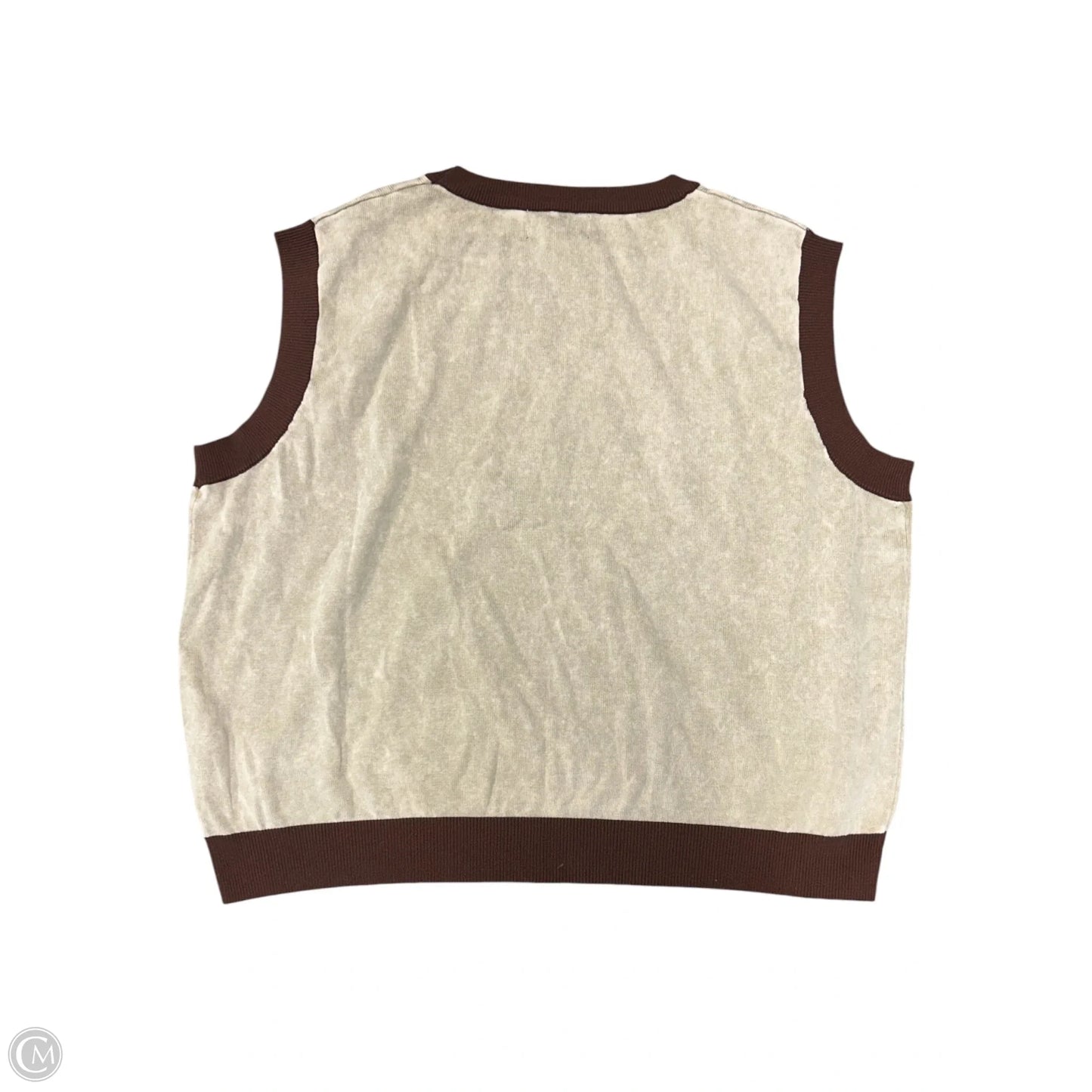 Vest Sweater By Cmc In Brown & Tan, Size: 2x