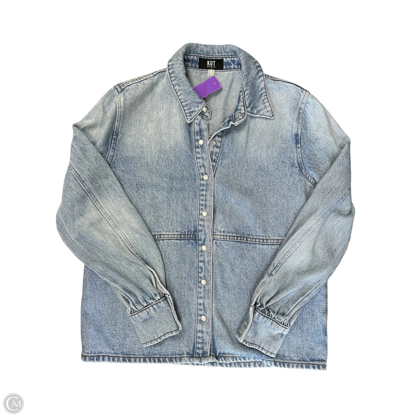 Blouse Long Sleeve By Kut In Blue Denim, Size: S