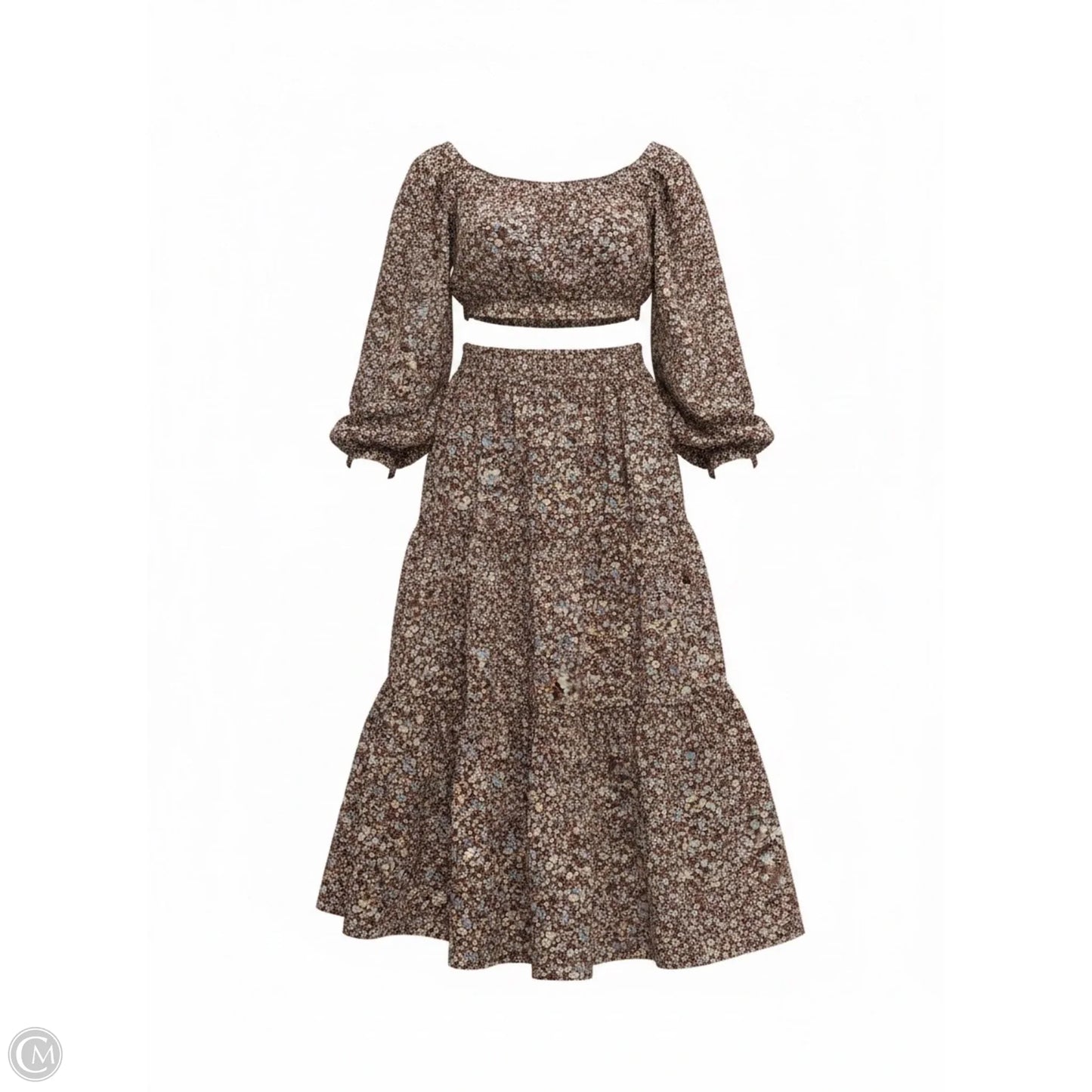 Skirt Set 2pc By Blu Pepper In Floral Print, Size: L
