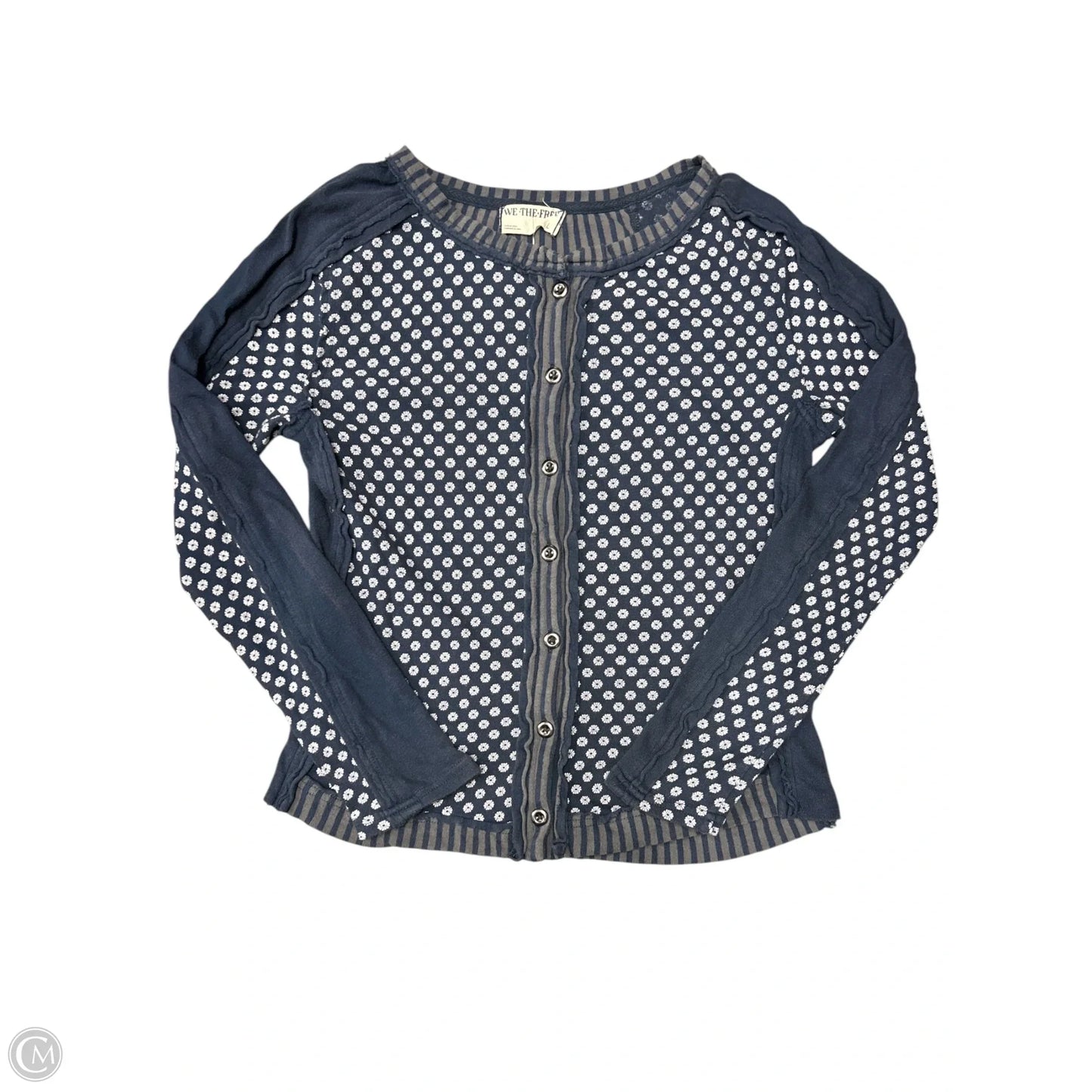 Top Long Sleeve By We The Free In Blue & White, Size: L