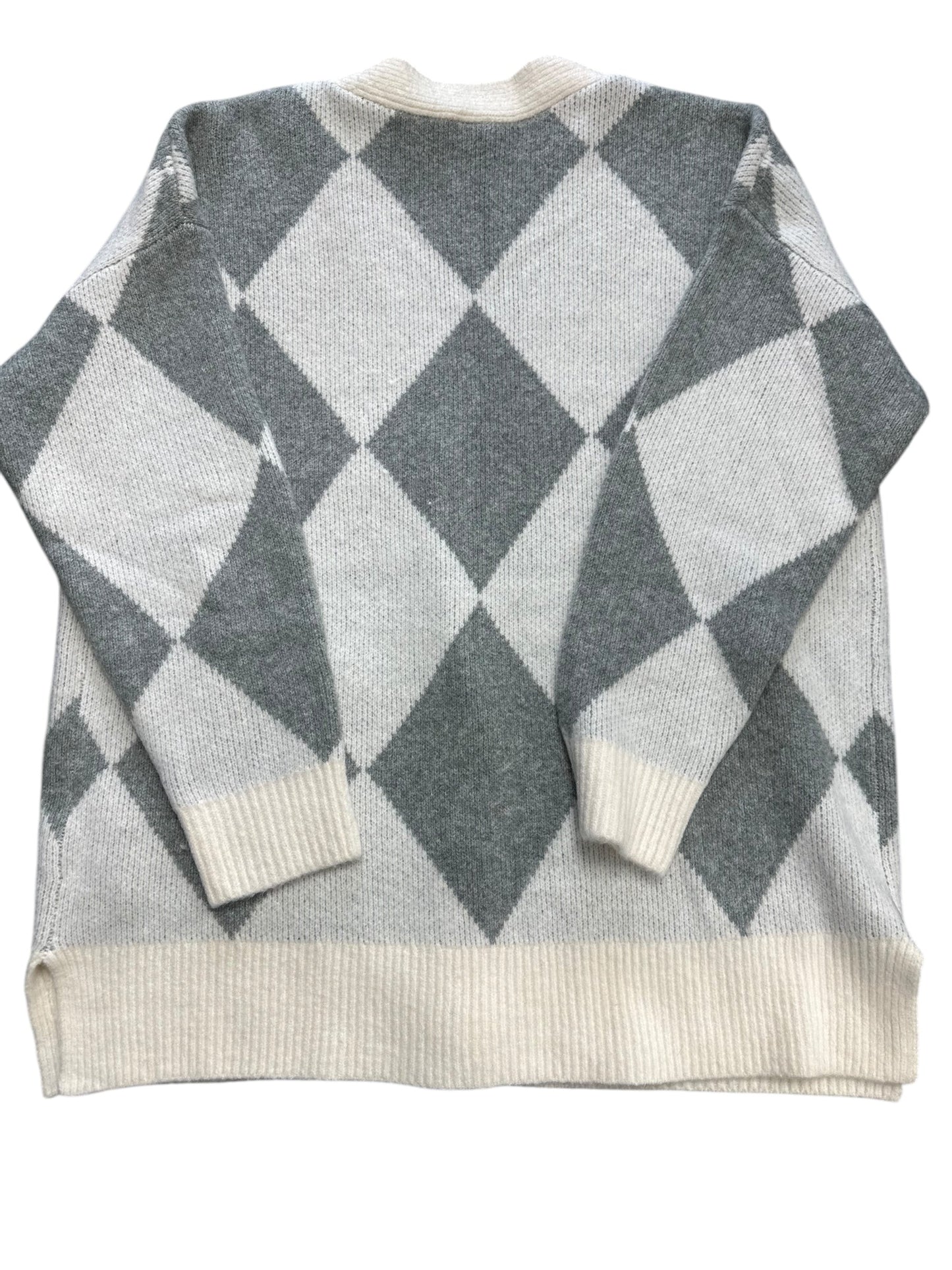 Sweater Cardigan By Abercrombie And Fitch In Cream & Grey, Size: L