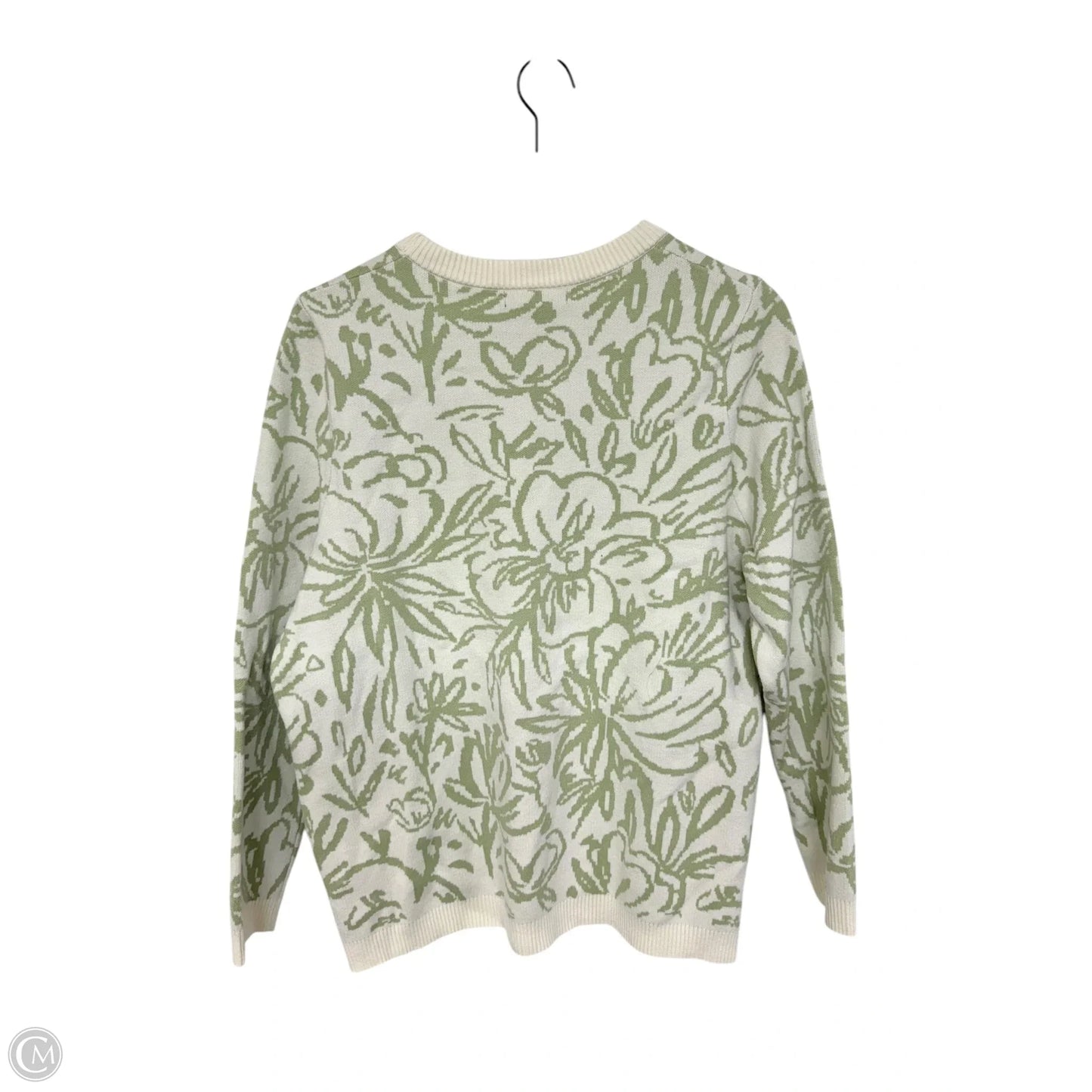 Sweater By Tahari By Arthur Levine In Green & White, Size: 1x