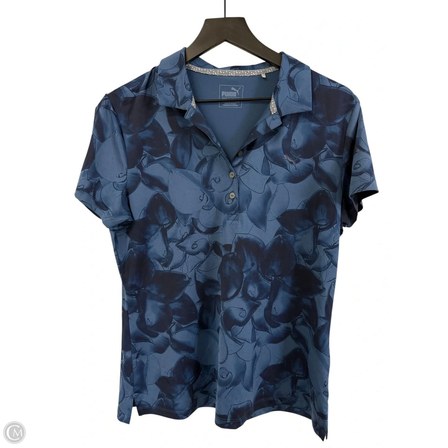 Athletic Top Short Sleeve By Puma In Blue, Size: L