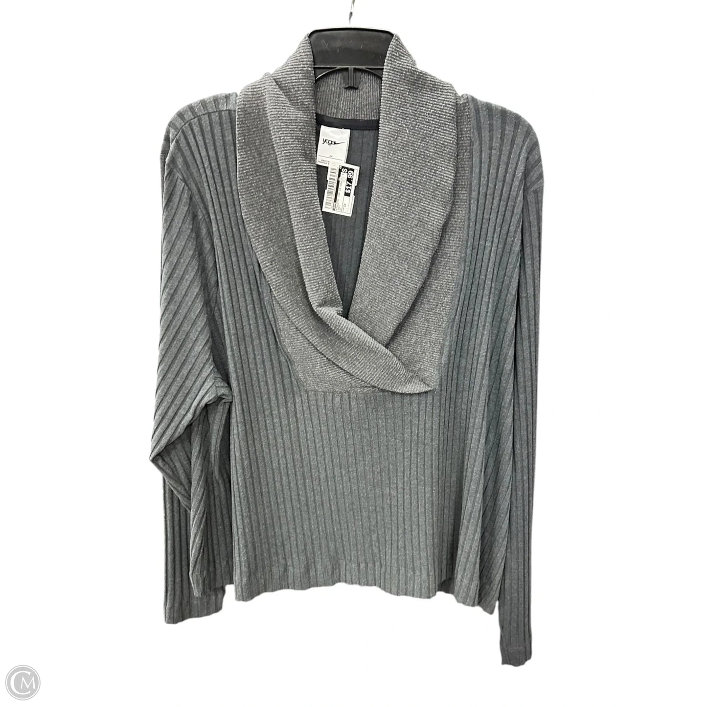 Athletic Top Long Sleeve Collar By Nike In Grey, Size: 2x