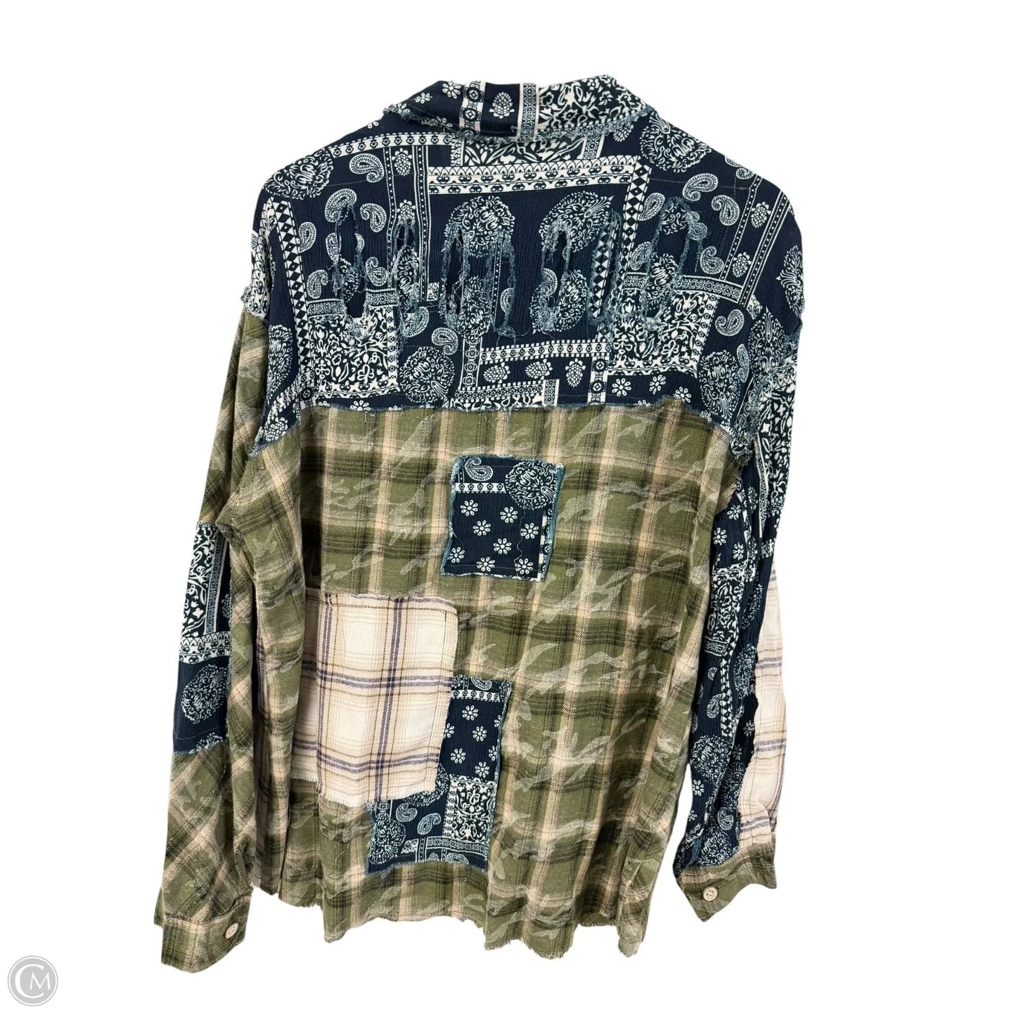 Blouse Long Sleeve By Pol In Blue & Green, Size: S