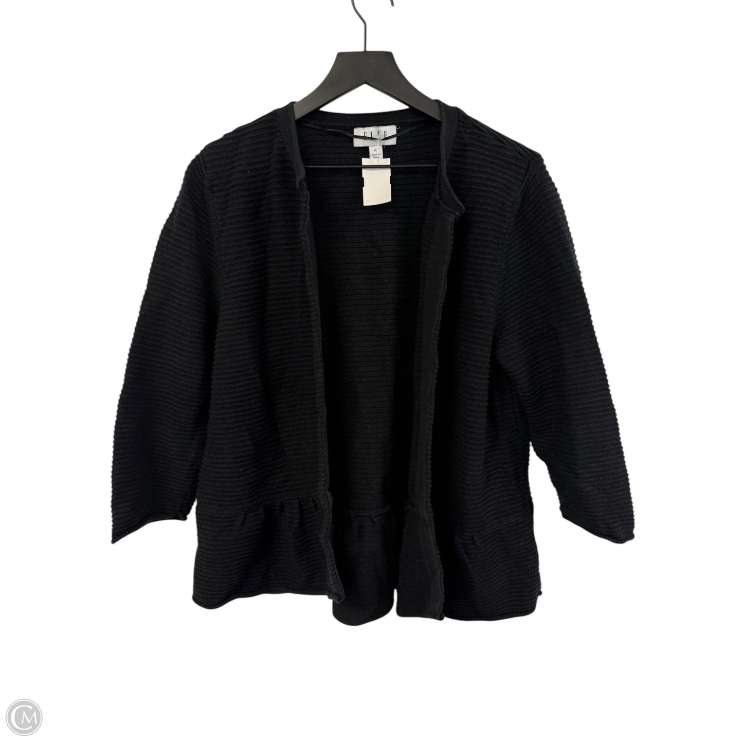 Sweater Cardigan By Elle In Black, Size: Xl