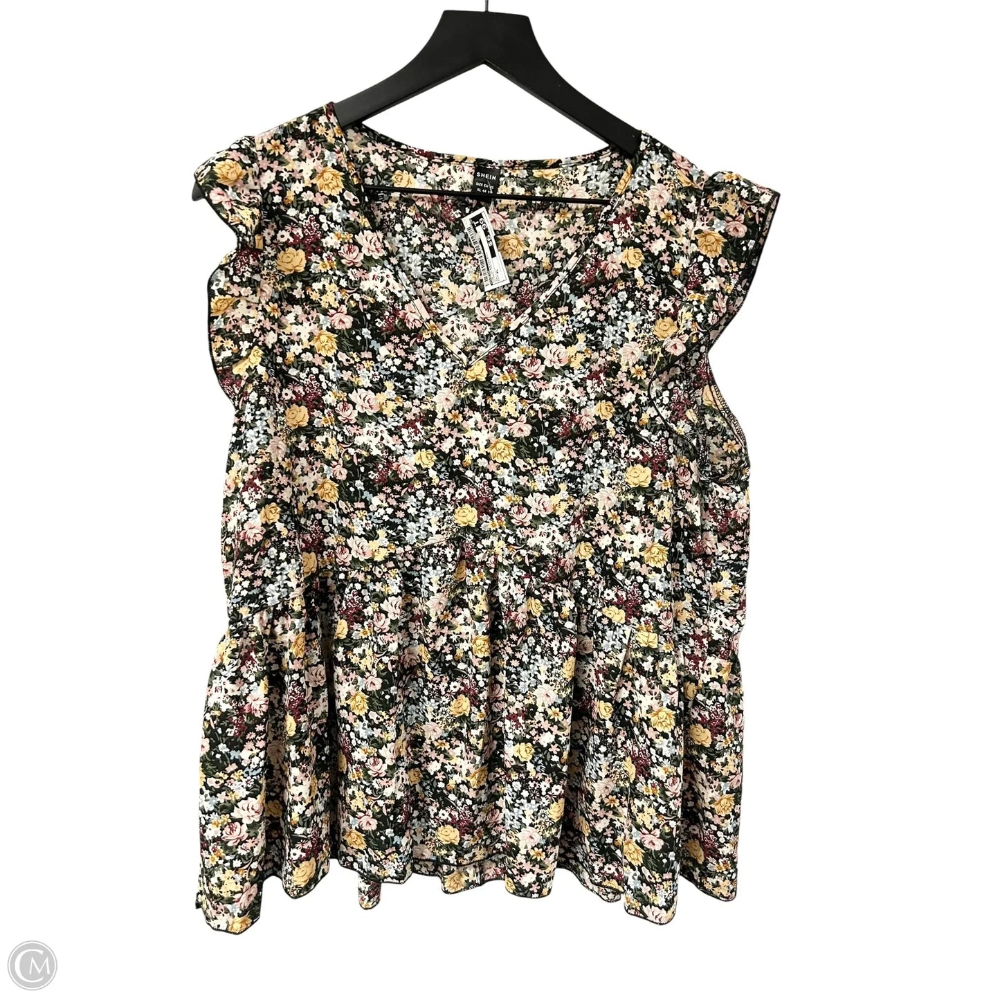 Top Sleeveless By Shein In Floral Print, Size: Xl