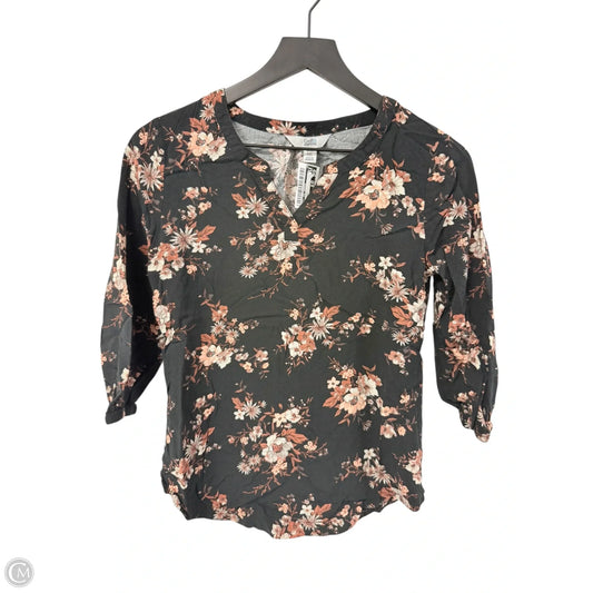 Top Short Sleeve By Croft And Barrow In Floral Print, Size: Xsp