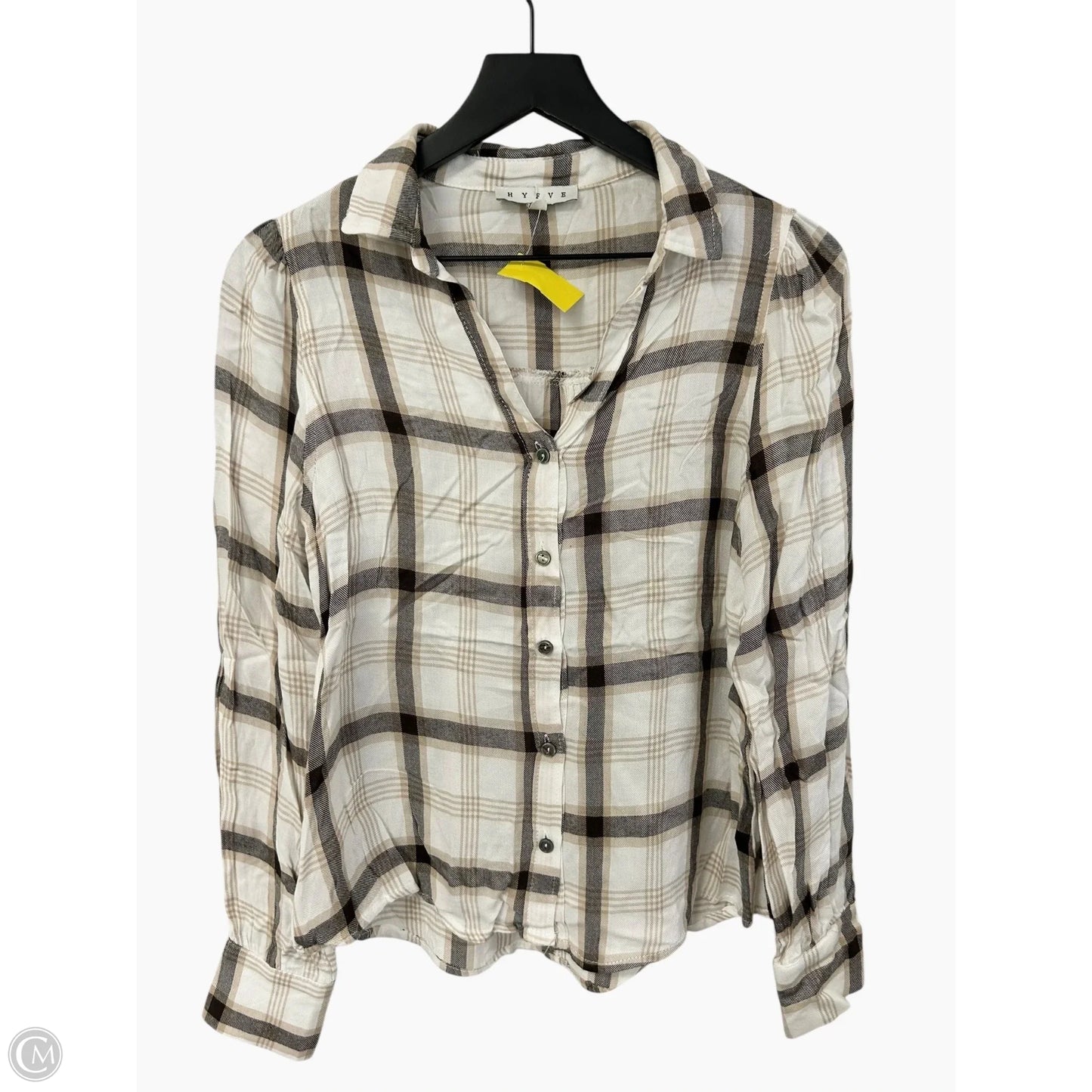 Blouse Long Sleeve By Hyfve In Plaid Pattern, Size: S