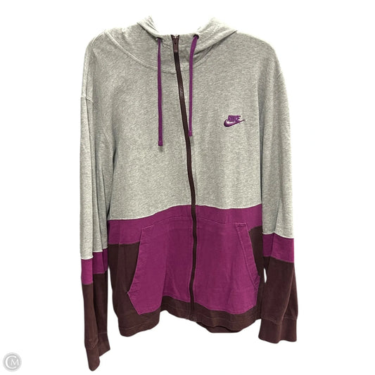 Athletic Sweatshirt Hoodie By Nike In Grey, Size: Xxl