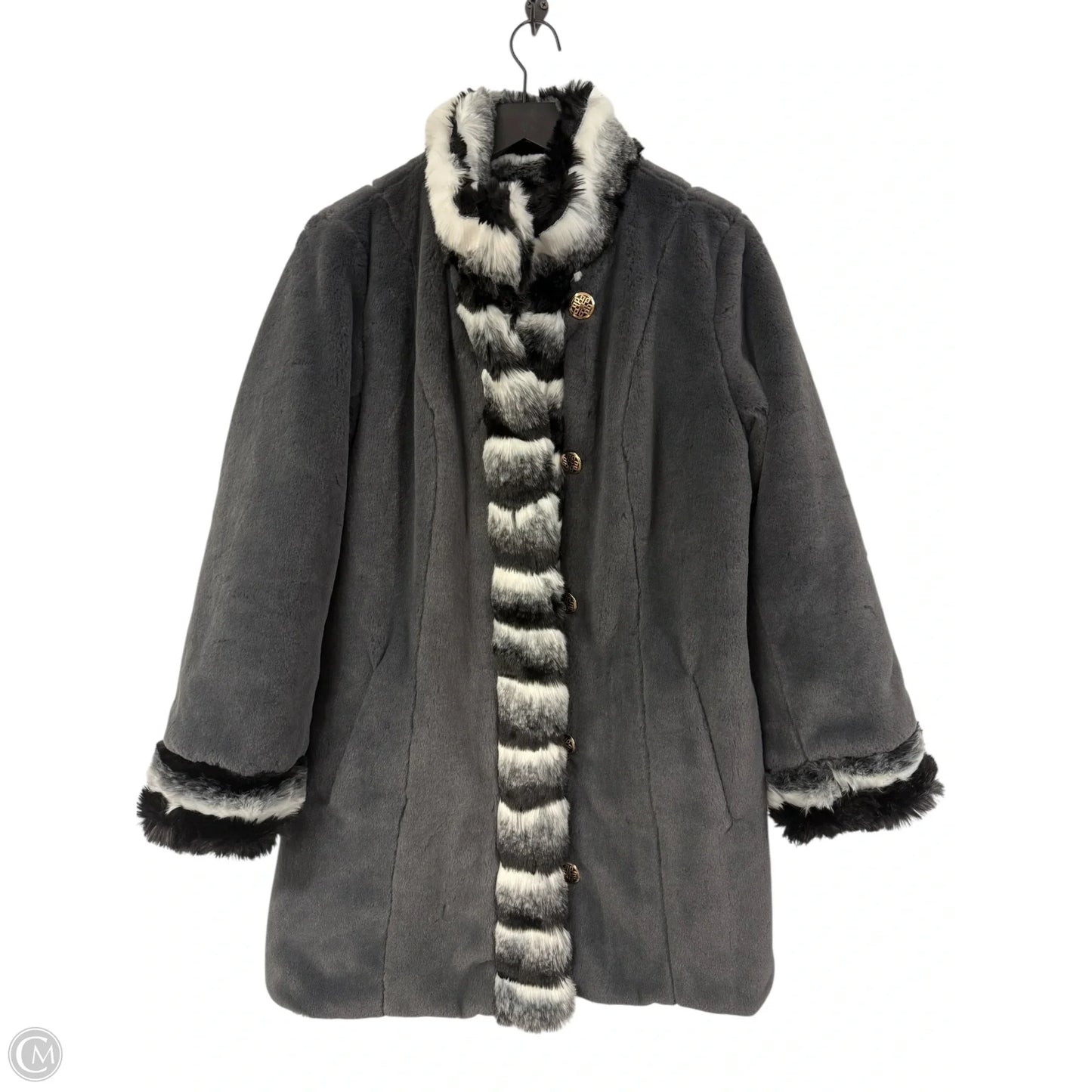 Coat Faux Fur & Sherpa By Dennis Basso Qvc In Black, Size: Xs