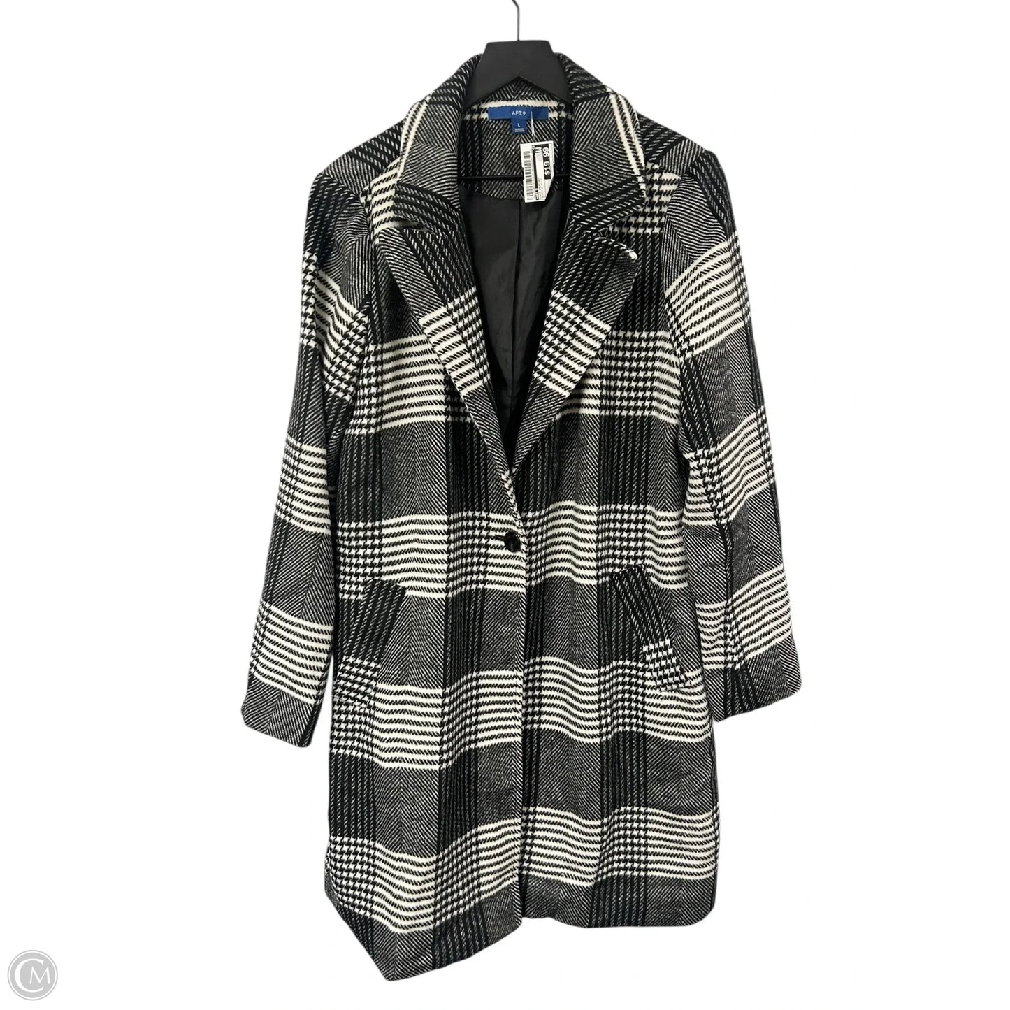 Coat Peacoat By Apt 9 In Black & White, Size: L