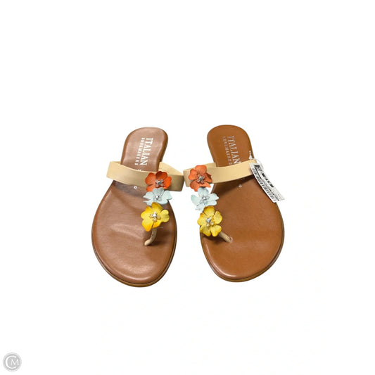 Sandals Flip Flops By Italian Shoemakers In Floral Print, Size: 8