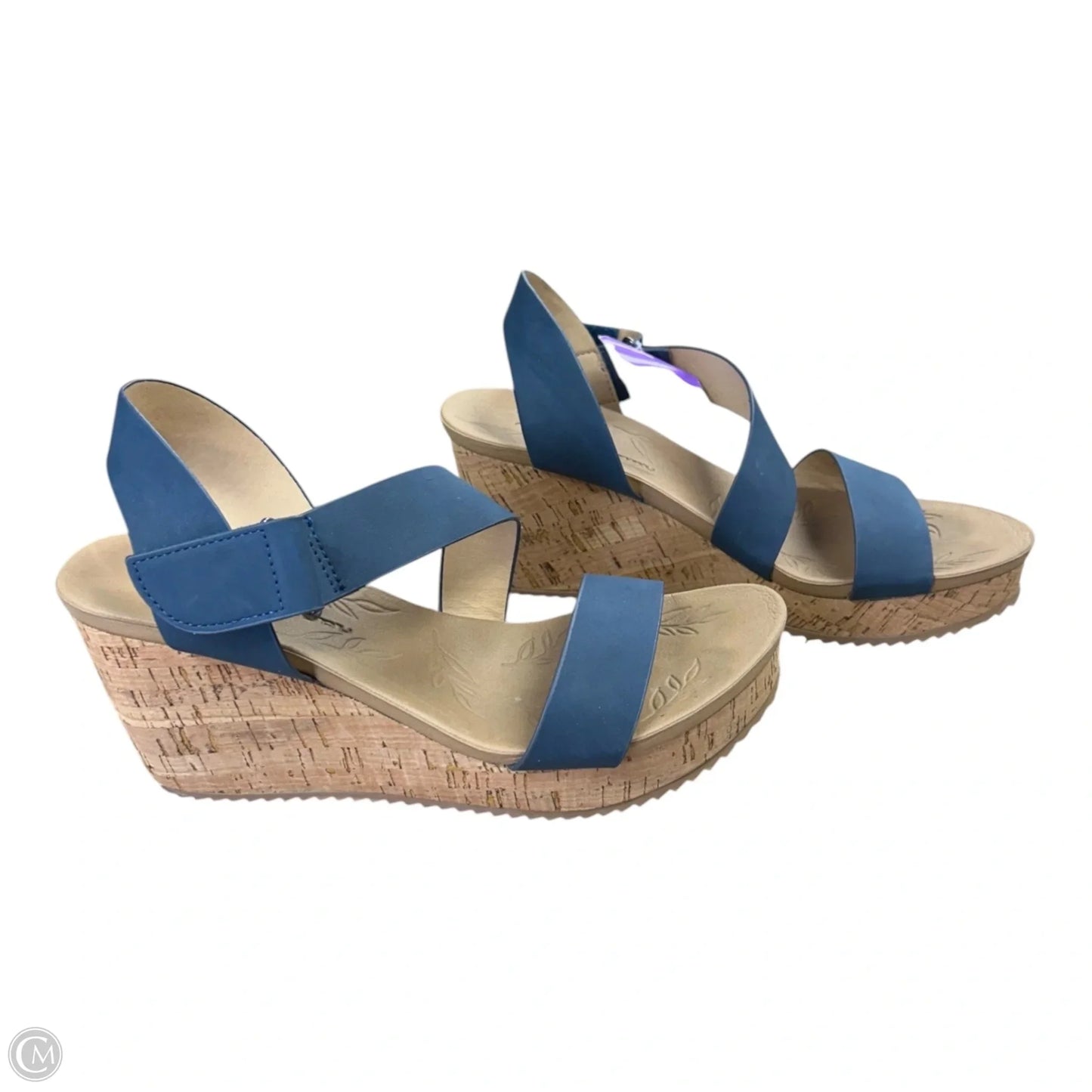 Sandals Heels Wedge By Chinese Laundry In Blue, Size: 8.5