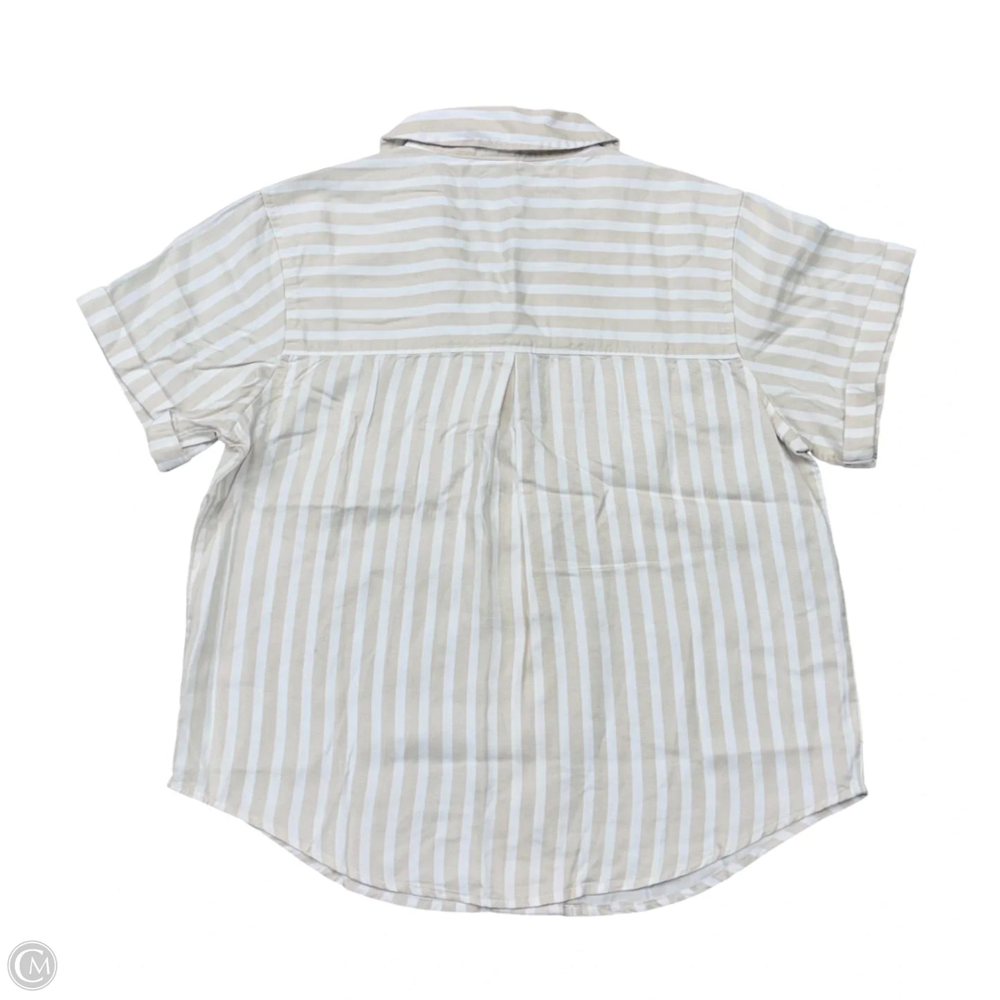 Blouse Short Sleeve By Members Mark In Tan & White, Size: S