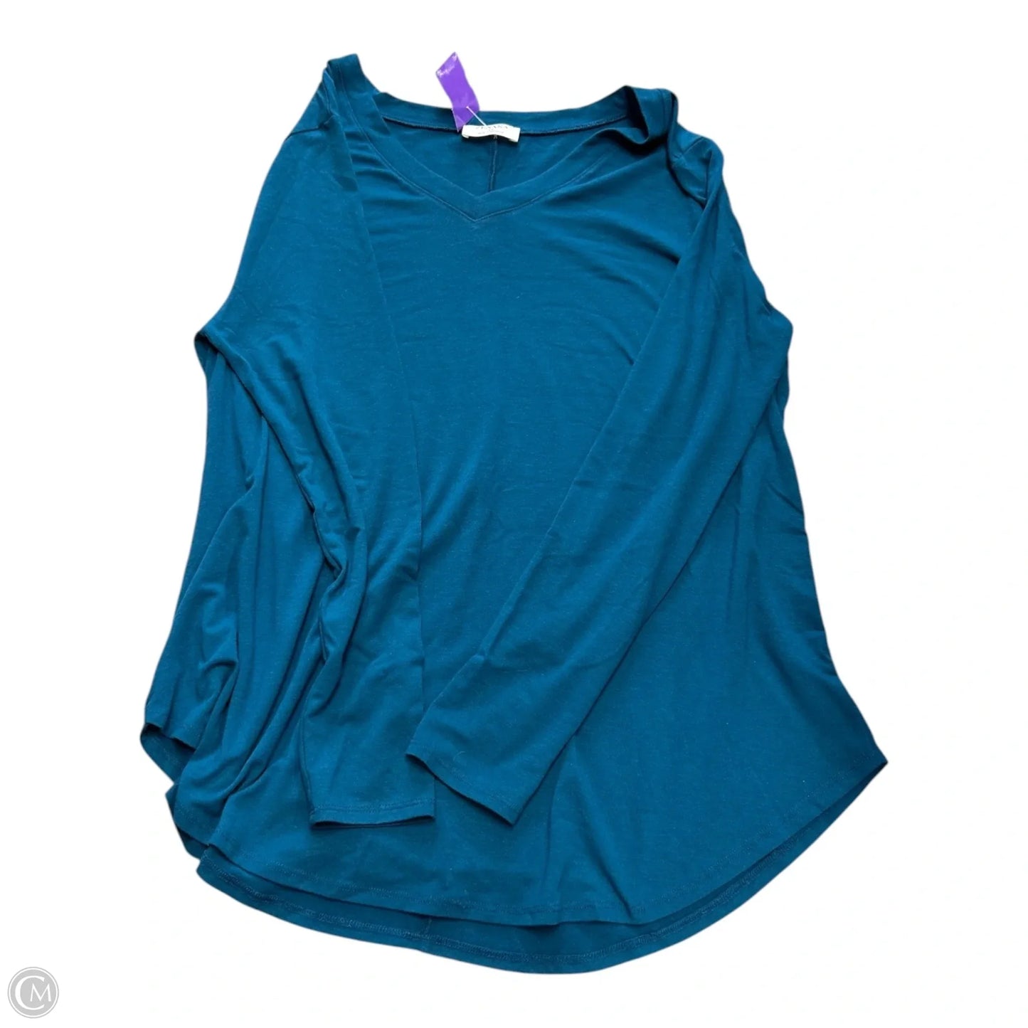Top Long Sleeve Basic By Zenana Outfitters In Teal, Size: 1x