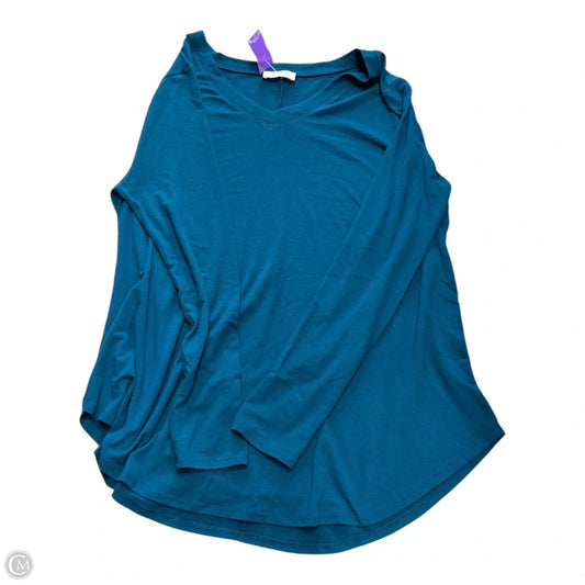 Top Long Sleeve Basic By Zenana Outfitters In Teal, Size: 1x