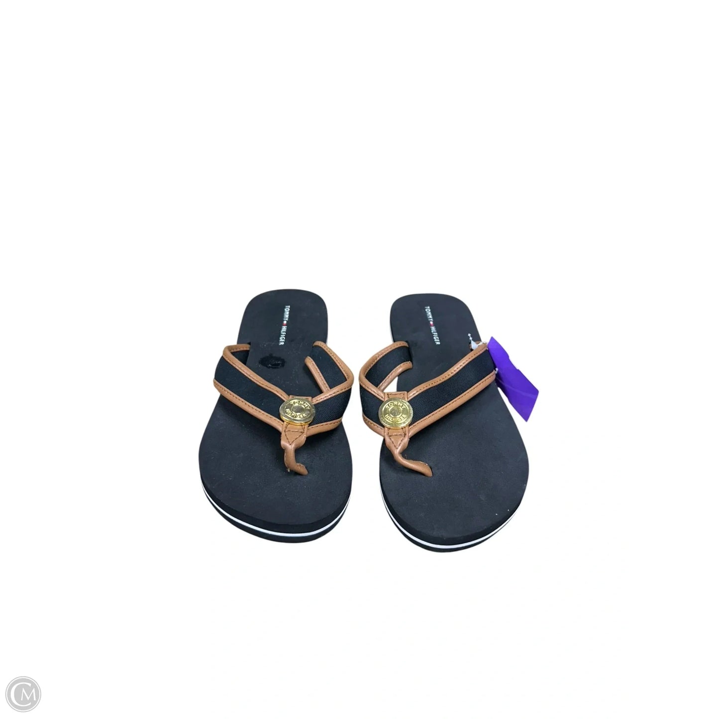 Sandals Flip Flops By Tommy Hilfiger In Black & Brown, Size: 7