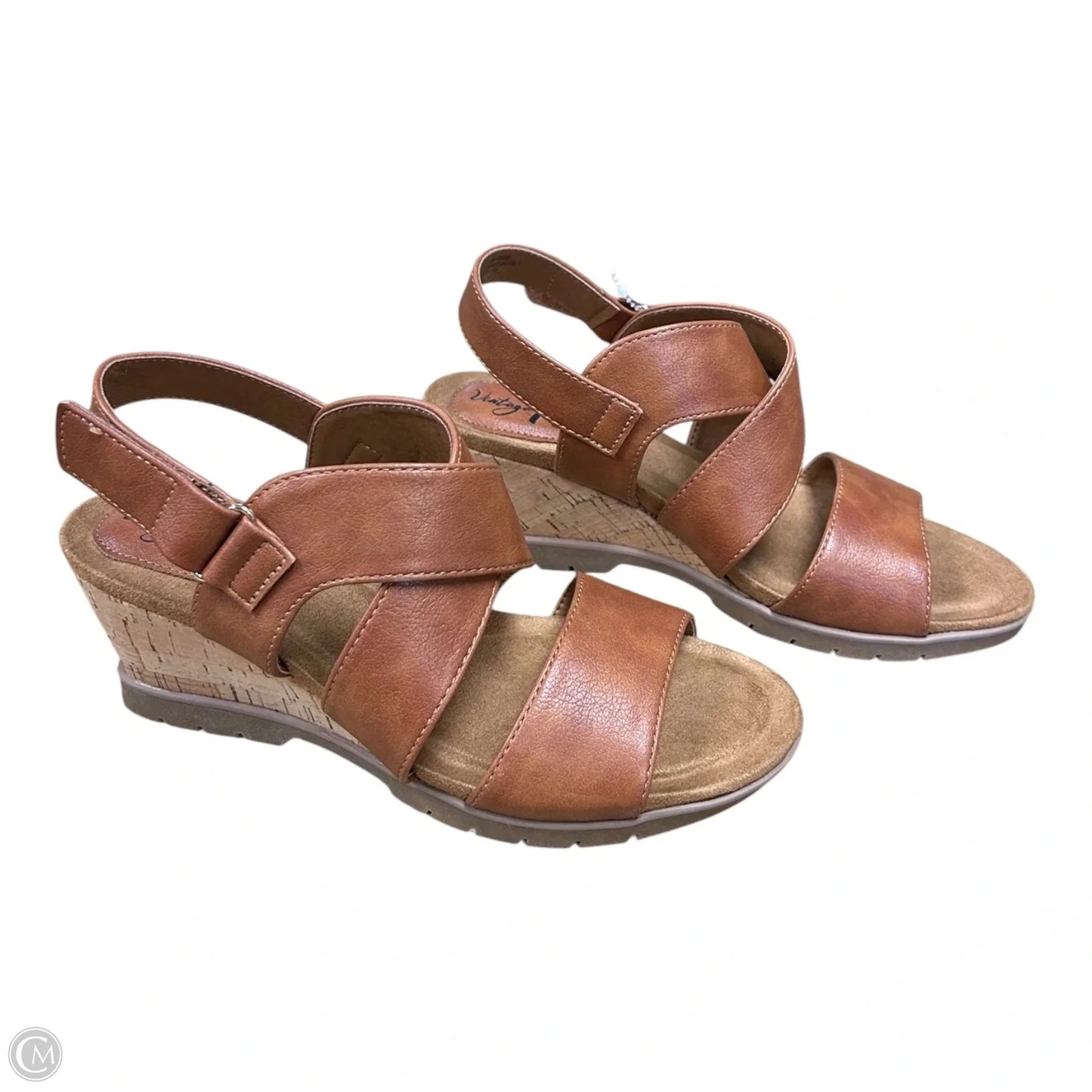 Sandals Heels Wedge By Clothes Mentor In Brown, Size: 7