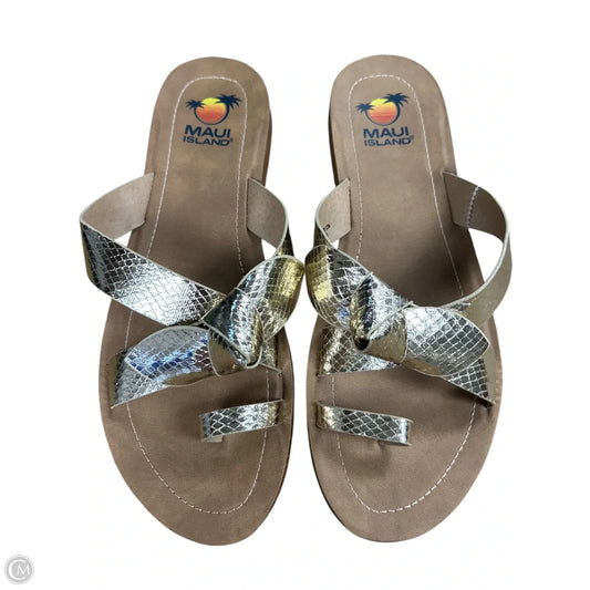 Sandals Flats By Clothes Mentor In Gold, Size: 10