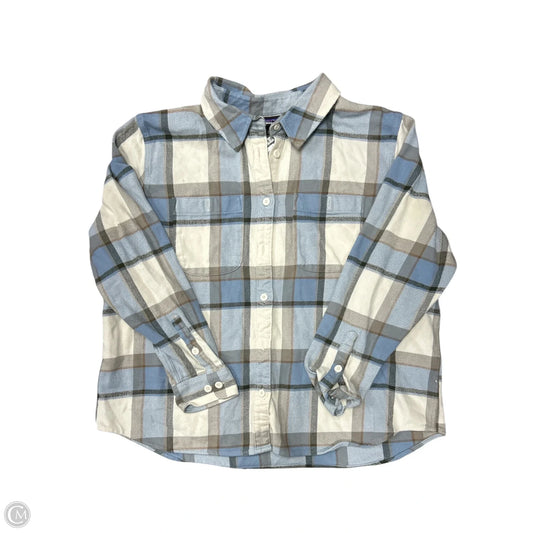 Jacket Shirt By Patagonia In Blue & White, Size: Xxl