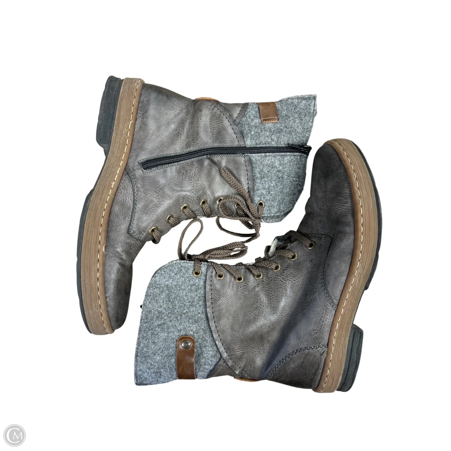 Boots Ankle Flats By Riekers In Grey, Size: 10