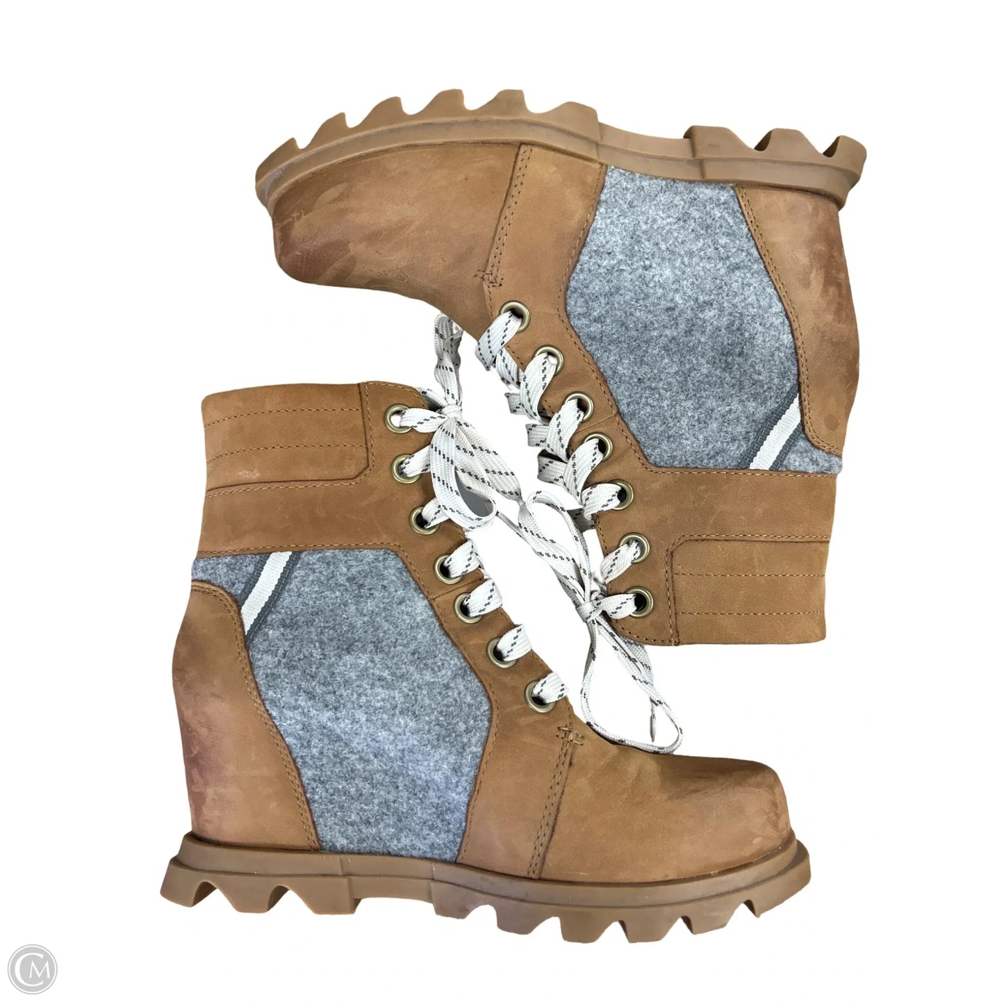 Boots Ankle Heels By Sorel In Brown & Grey, Size: 7