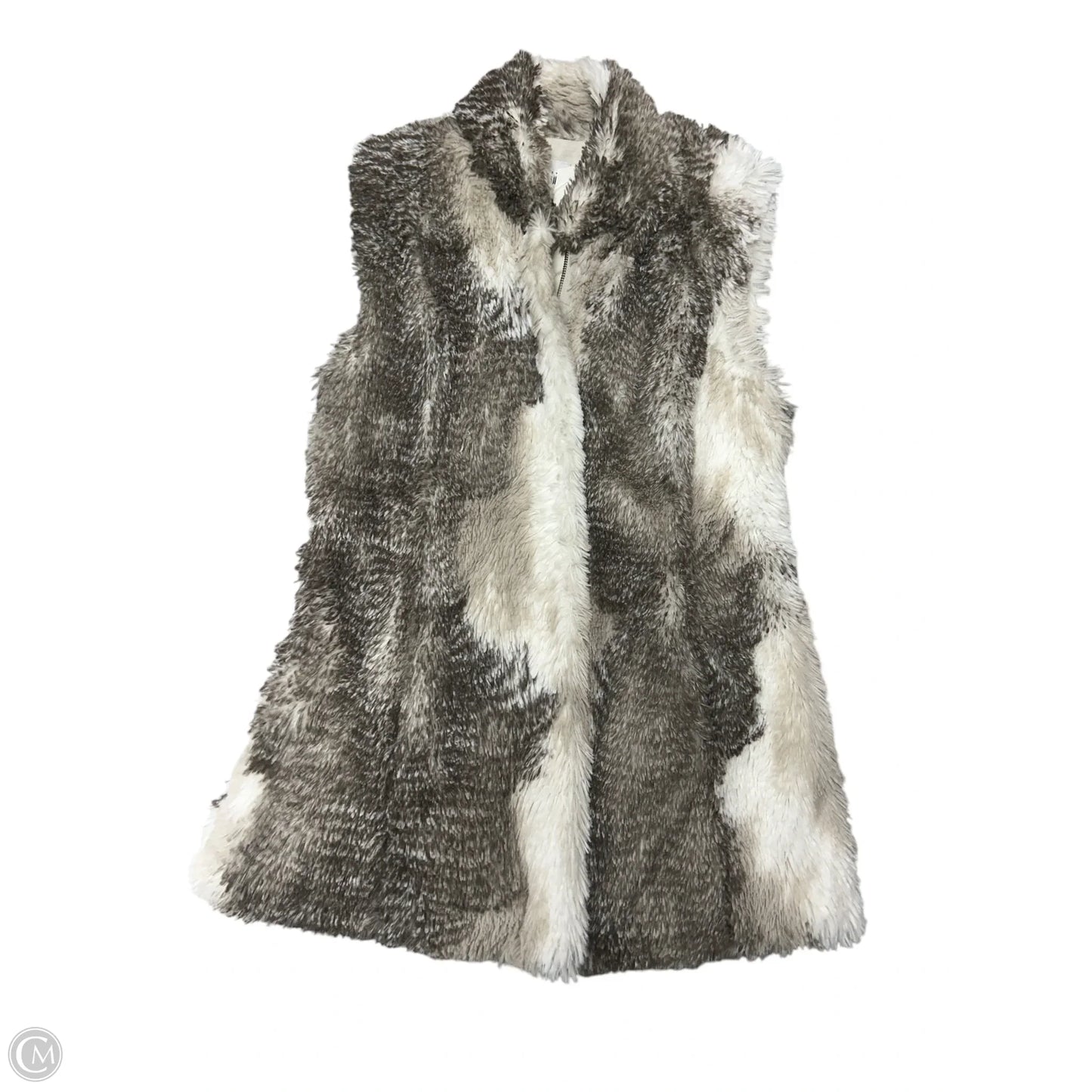Vest Faux Fur & Sherpa By Cabi In Tan & White, Size: Xs