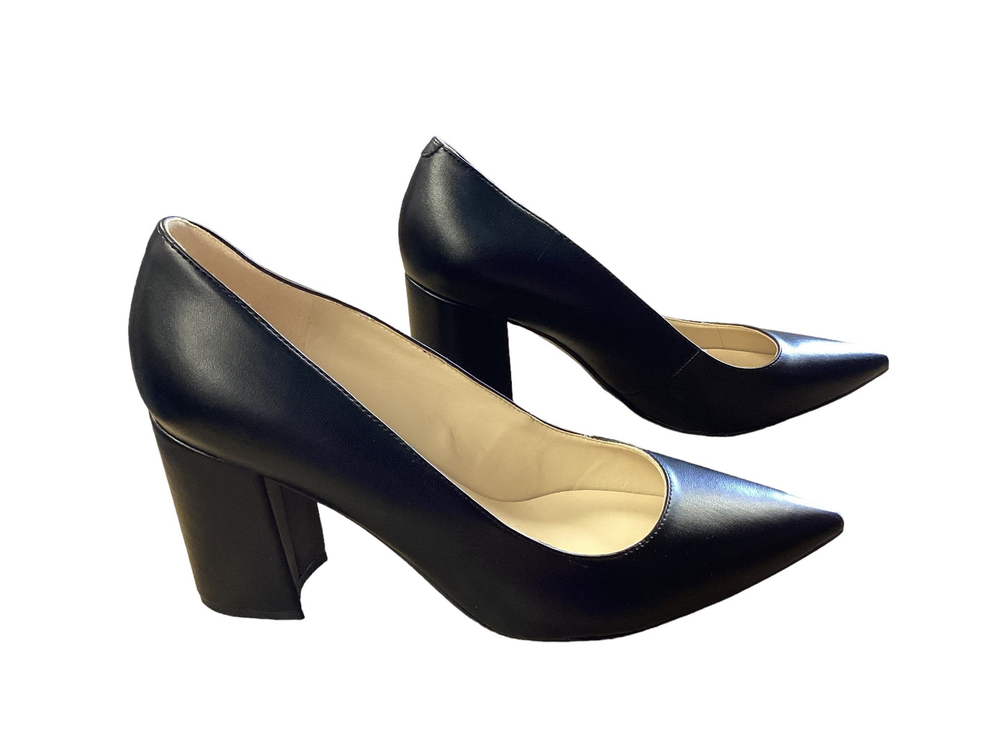 Black Shoes Heels Block Nine West, Size 9.5