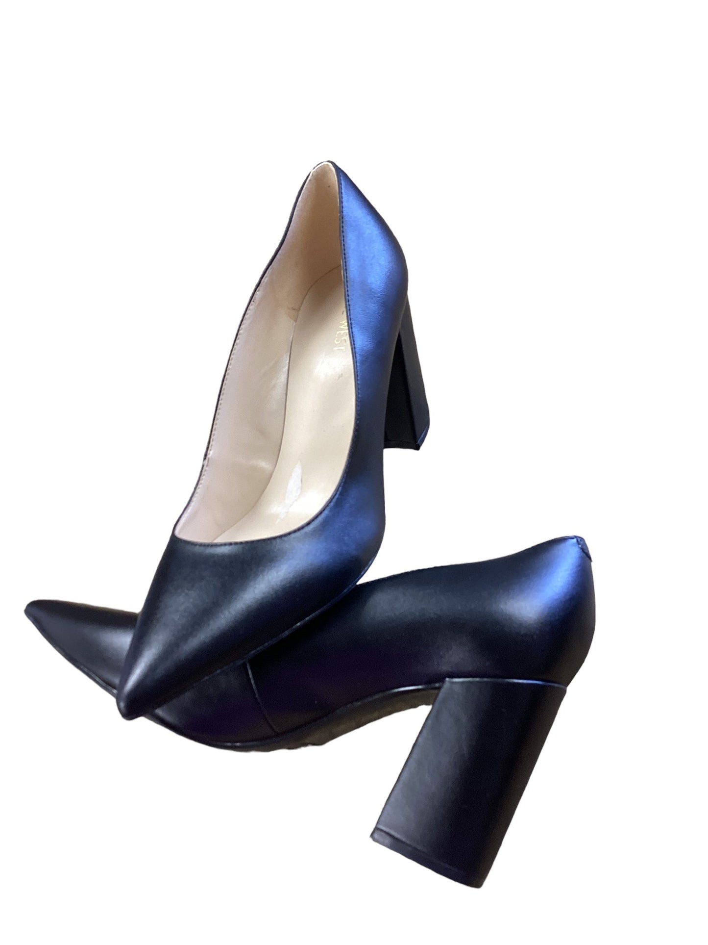 Black Shoes Heels Block Nine West, Size 9.5