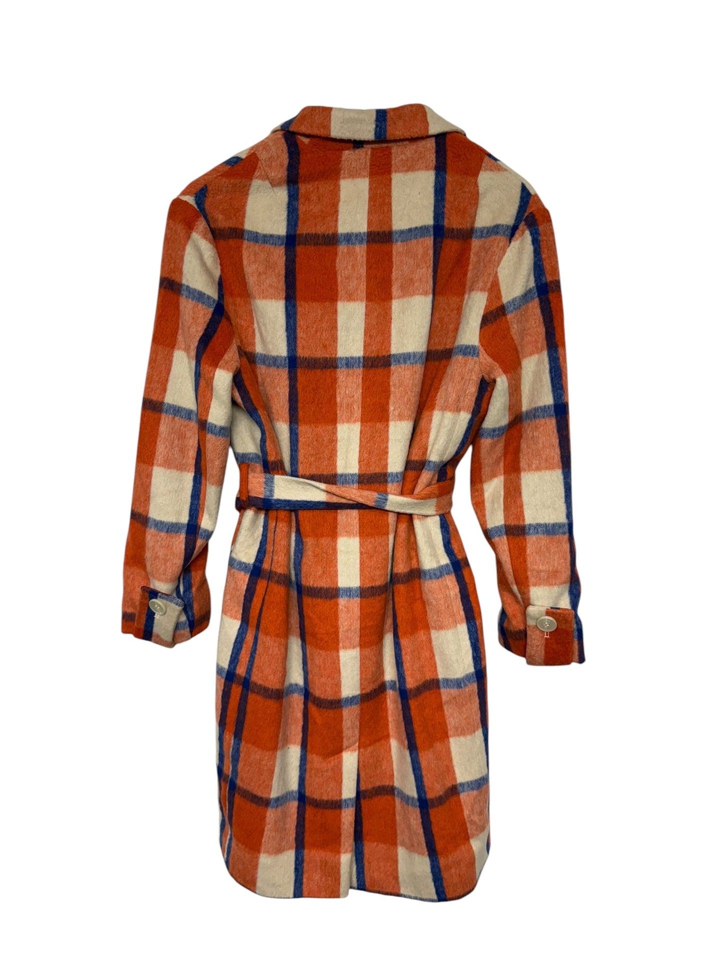 Coat Trench Coat By Cmc In Blue & Orange, Size: S