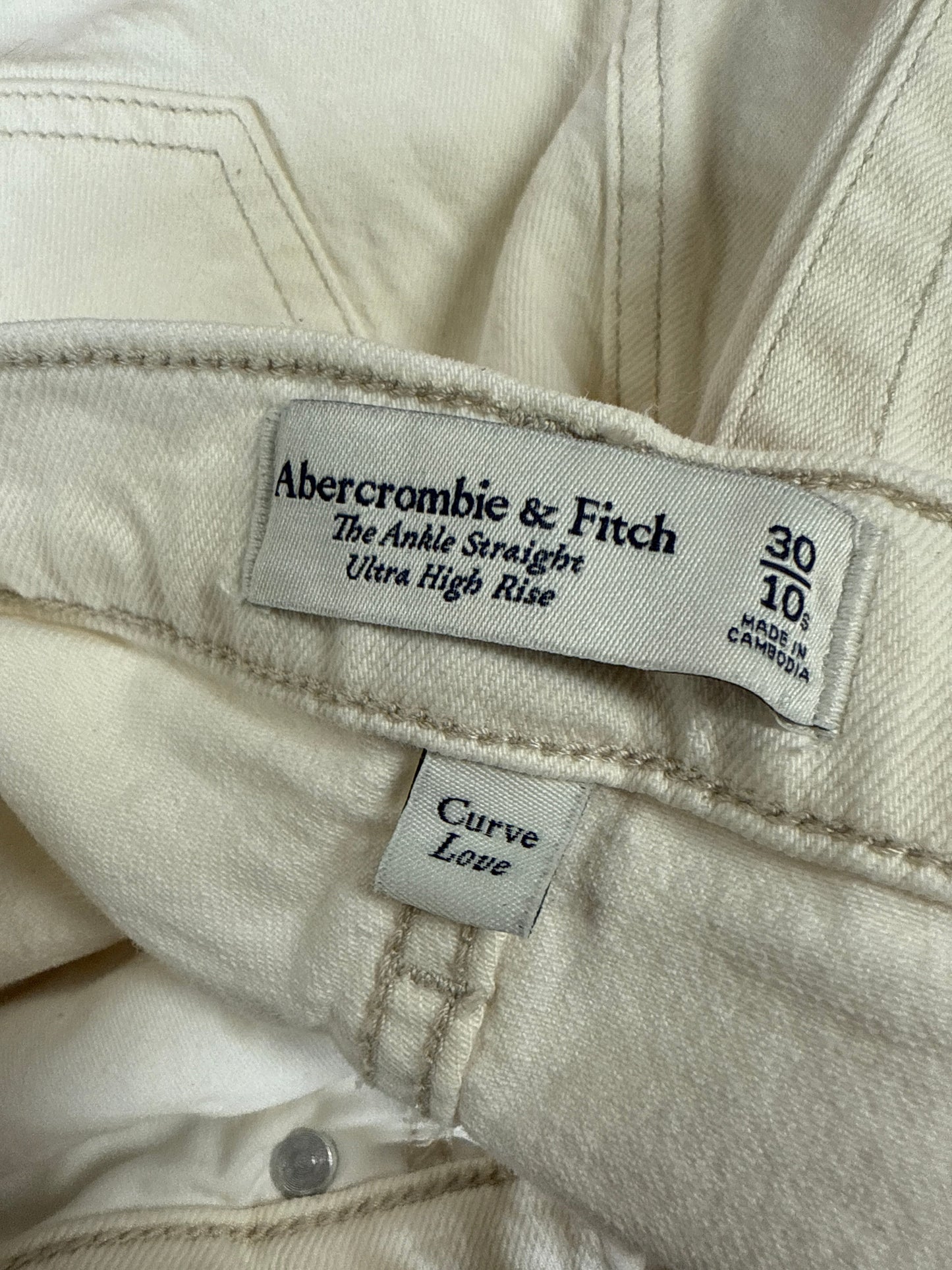 Jeans Straight By Abercrombie And Fitch In White Denim, Size: 10