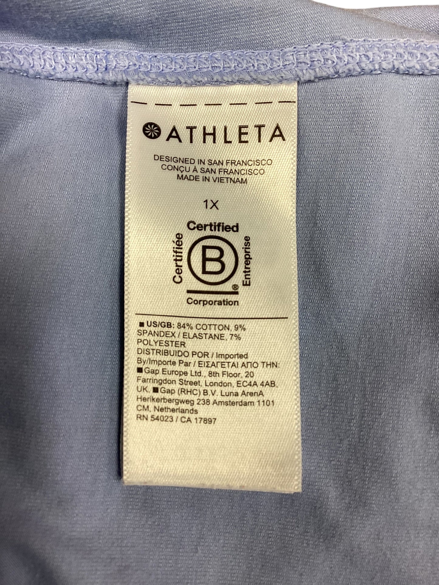 Athletic Top Short Sleeve By Athleta In Blue, Size: 1x