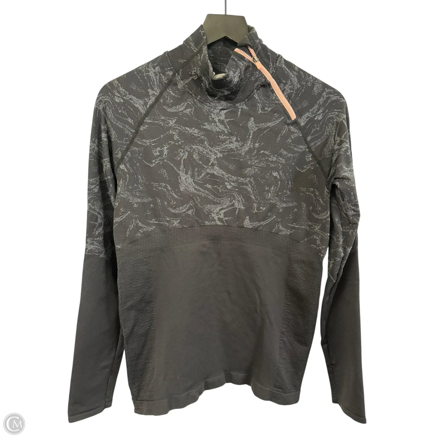 Athletic Top Long Sleeve Collar By Fabletics In Black & Grey, Size: S