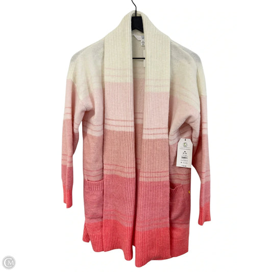Sweater Cardigan By Time And Tru In Pink & White, Size: M