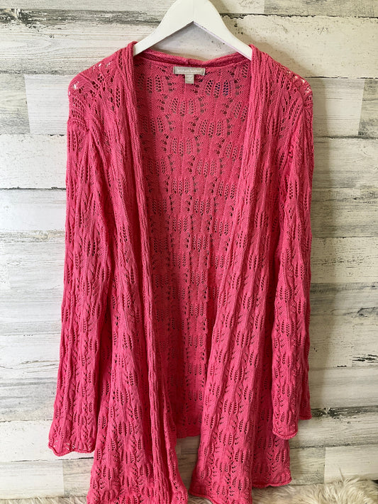 Sweater Cardigan By Woman Within In Pink, Size: 1x