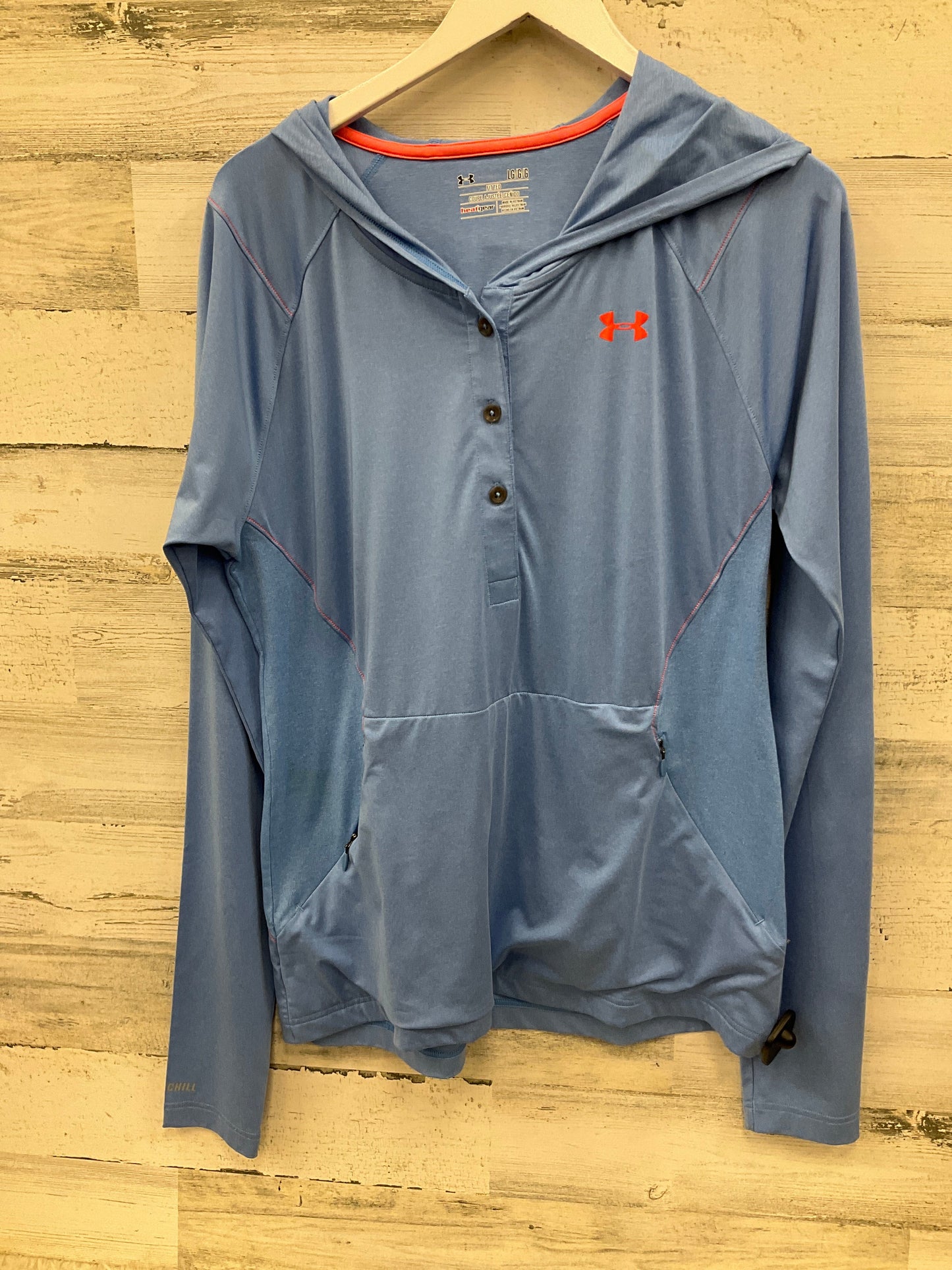 Athletic Top Long Sleeve Hoodie By Under Armour In Blue, Size: L