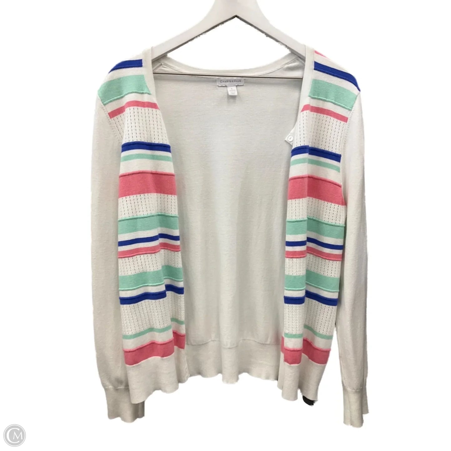 Sweater Cardigan By Charter Club In White, Size: L