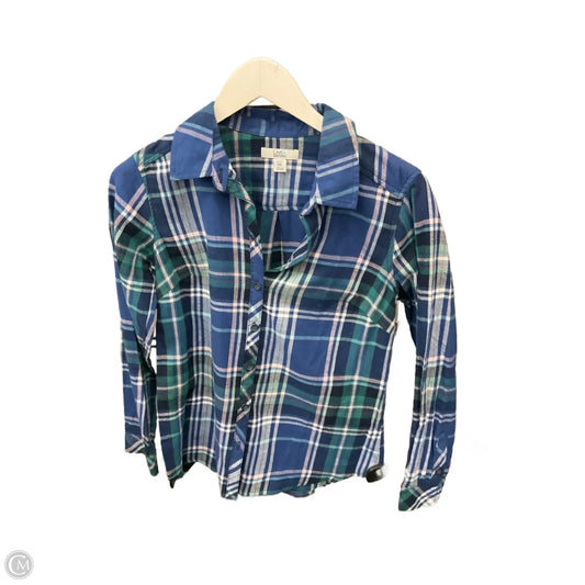 Top Long Sleeve By Croft And Barrow In Plaid Pattern, Size: Xsp