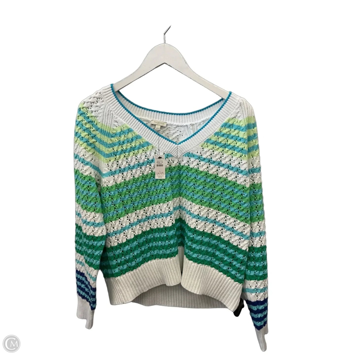 Sweater By Talbots In Black & Green, Size: L