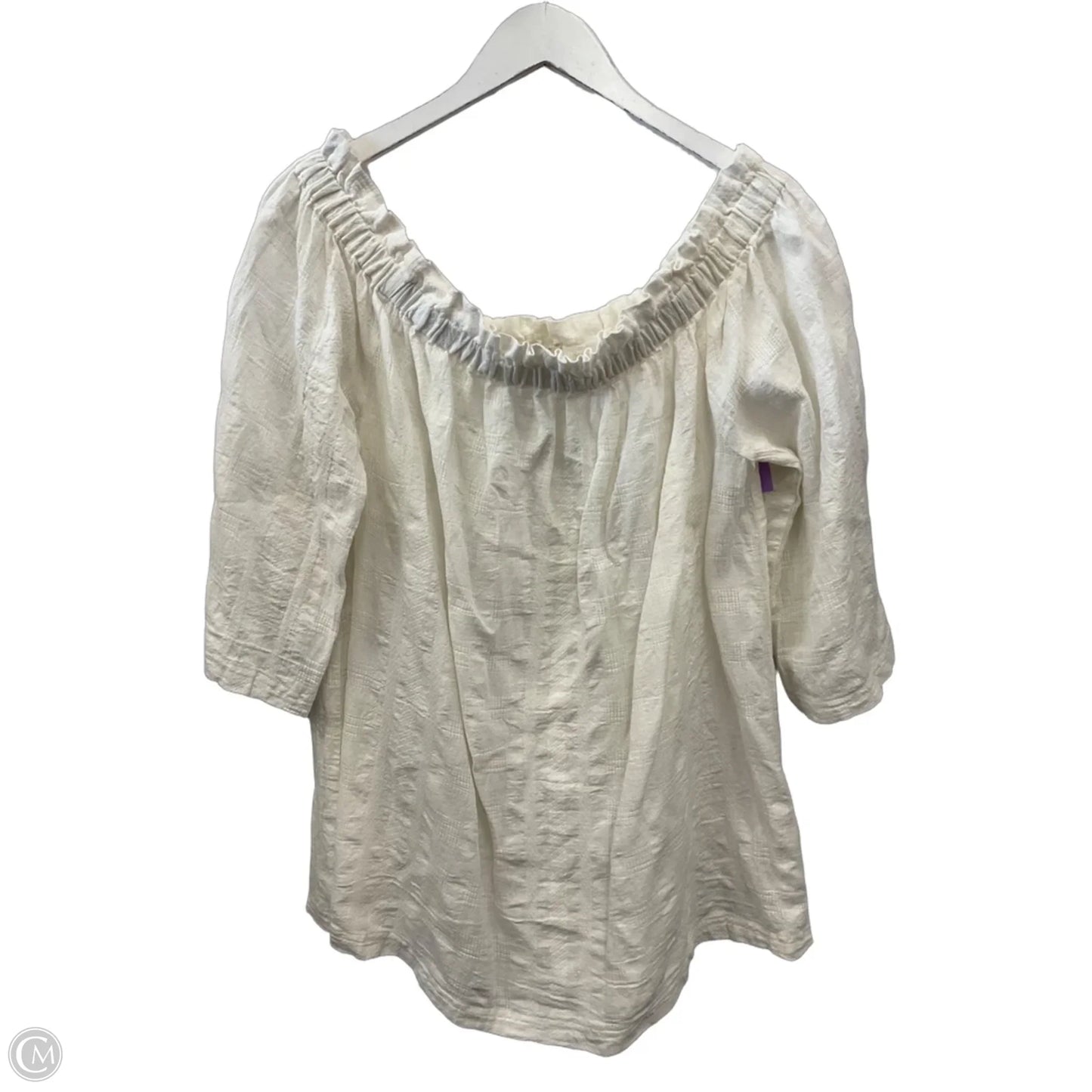 Top 3/4 Sleeve By Moon River In White, Size: L