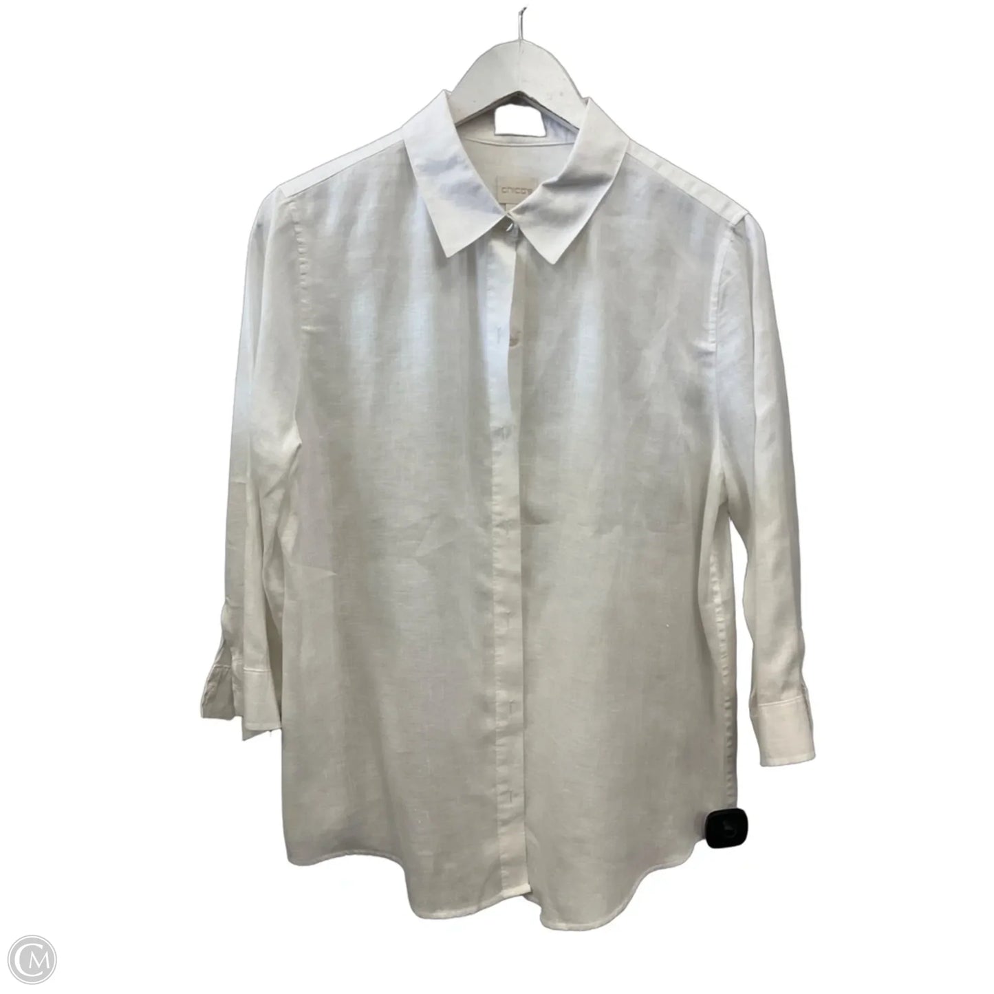 Blouse 3/4 Sleeve By Chicos In White, Size: M