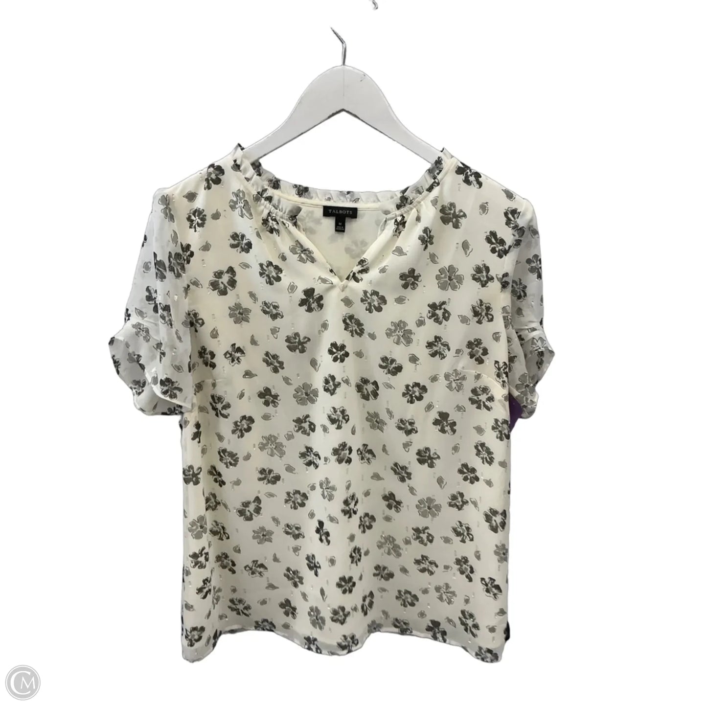 Blouse Short Sleeve By Talbots In Cream, Size: M