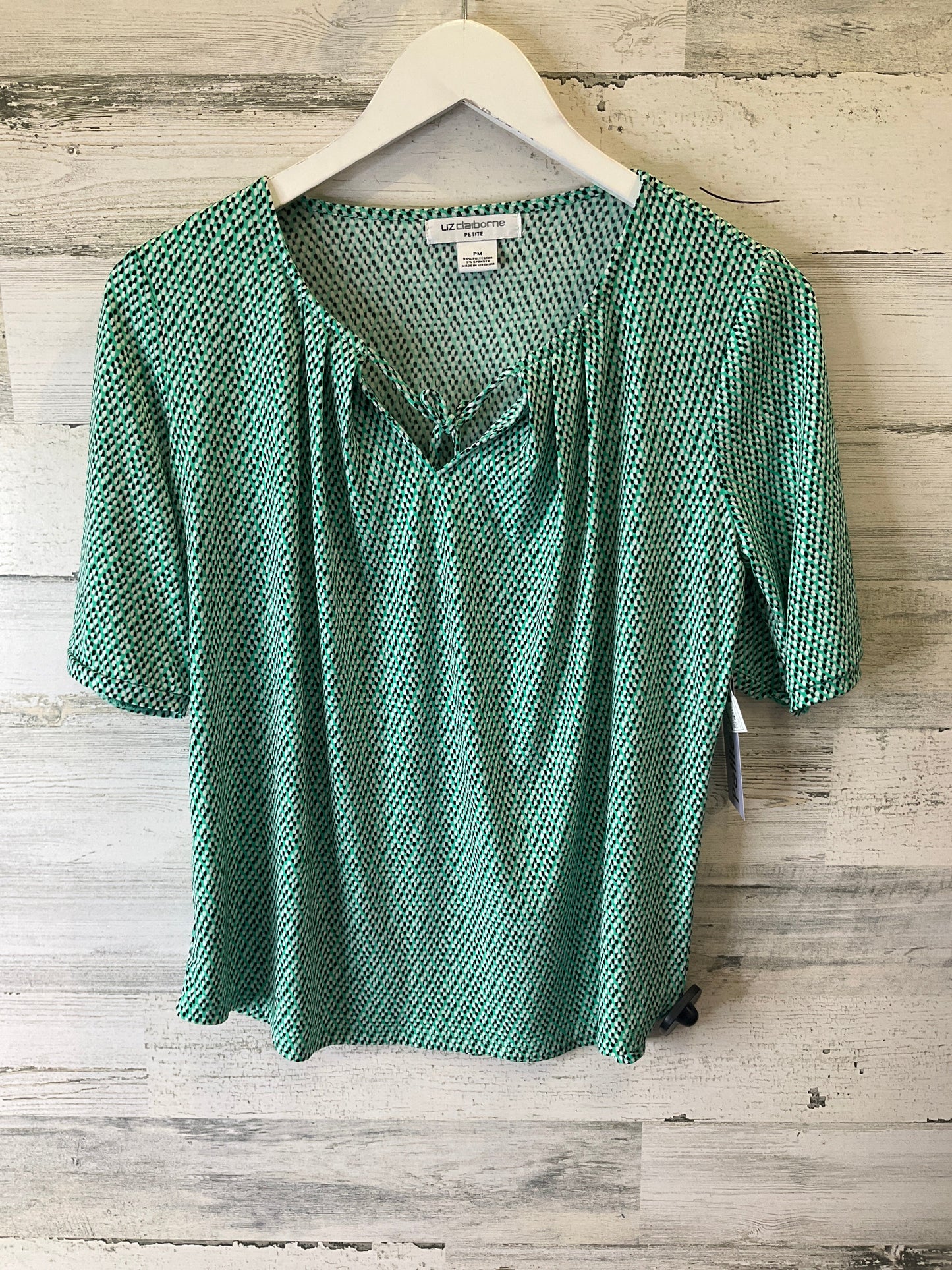 Green Top Short Sleeve Liz Claiborne, Size Petite  M