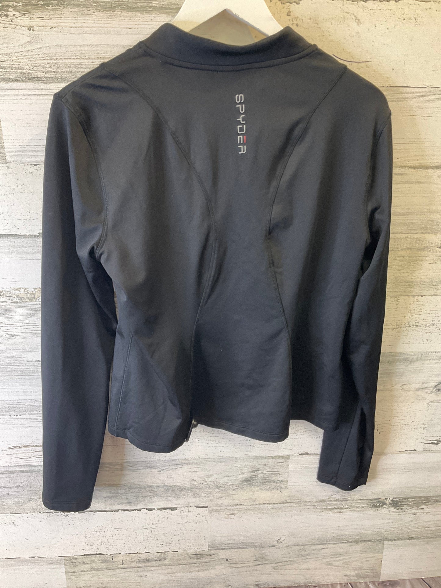 Black Athletic Top Long Sleeve Collar Spyder, Size L