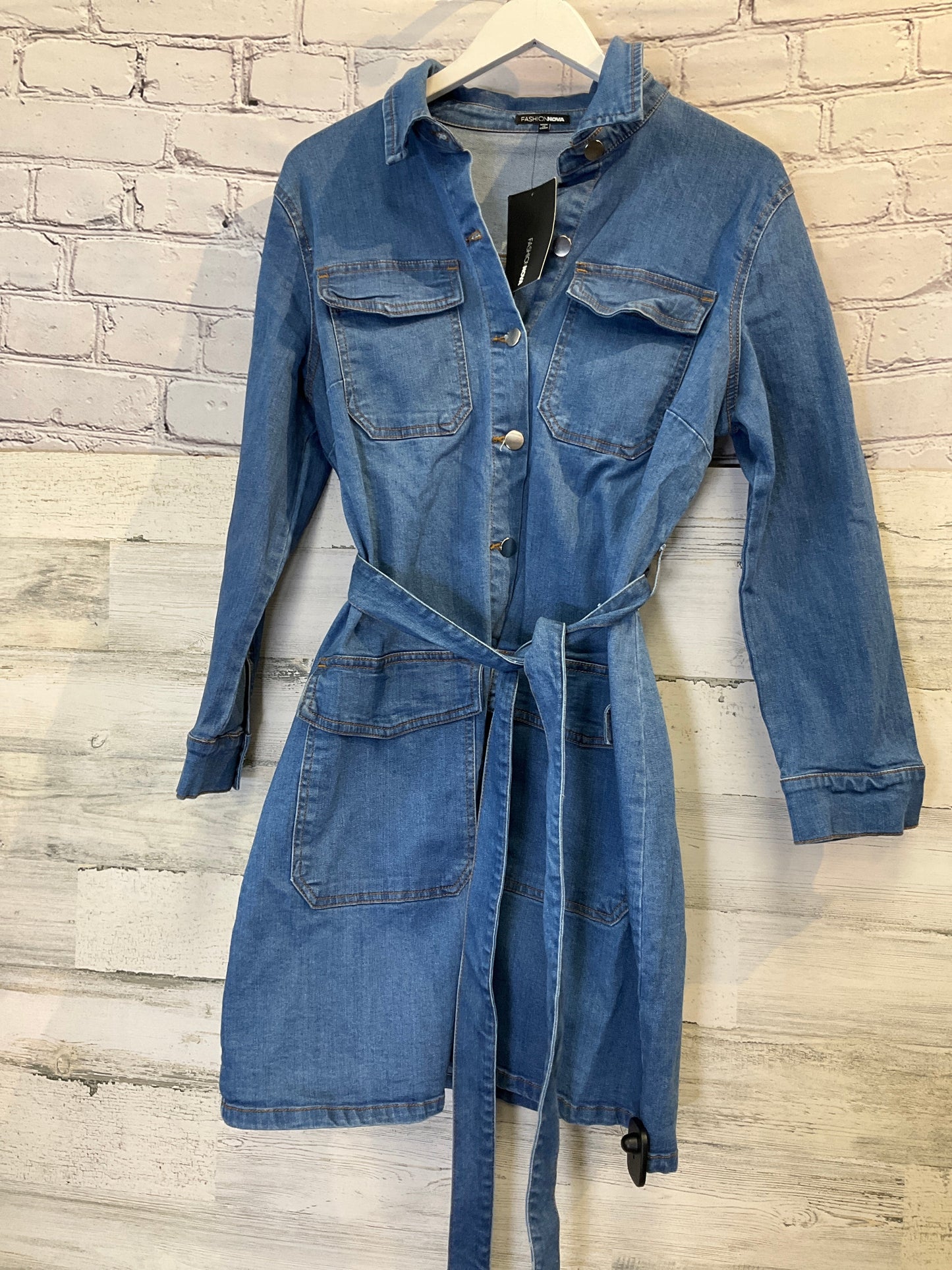 Blue Denim Dress Casual Midi Fashion Nova, Size Xl