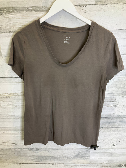 Taupe Top Short Sleeve Basic A New Day, Size M