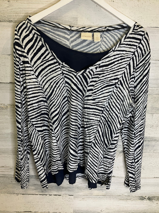 Navy Top Long Sleeve Chicos, Size M